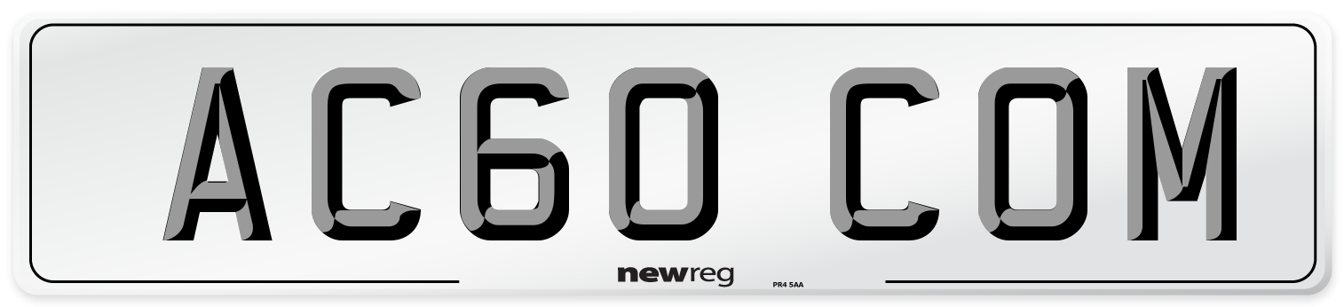 AC60 COM Number Plate from New Reg
